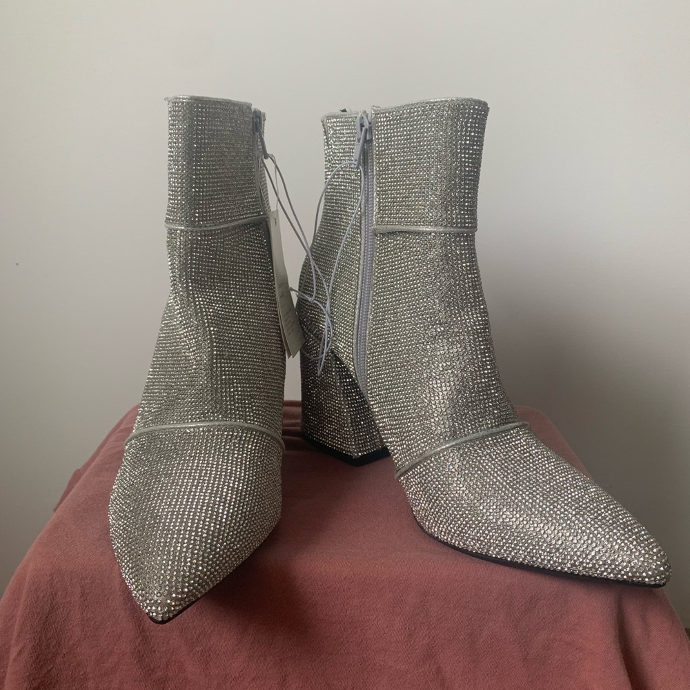 a new day Shimmering Silver Heeled Boots